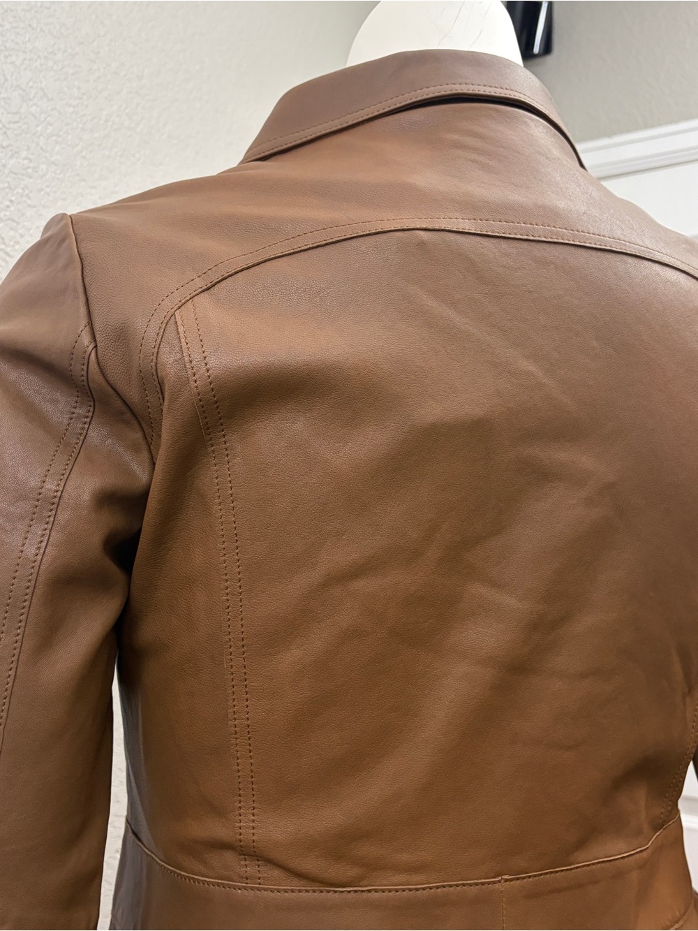 Rebecca Taylor Chestnut Brown Leather Zip Jacket NWT - Size 16 - Picture 10 of 16